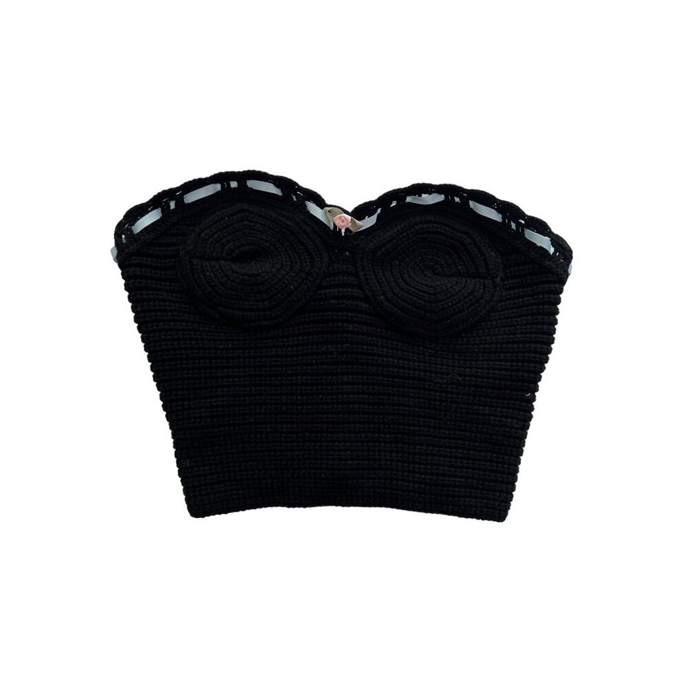 For Love And Lemons Black Strapless Knit Top